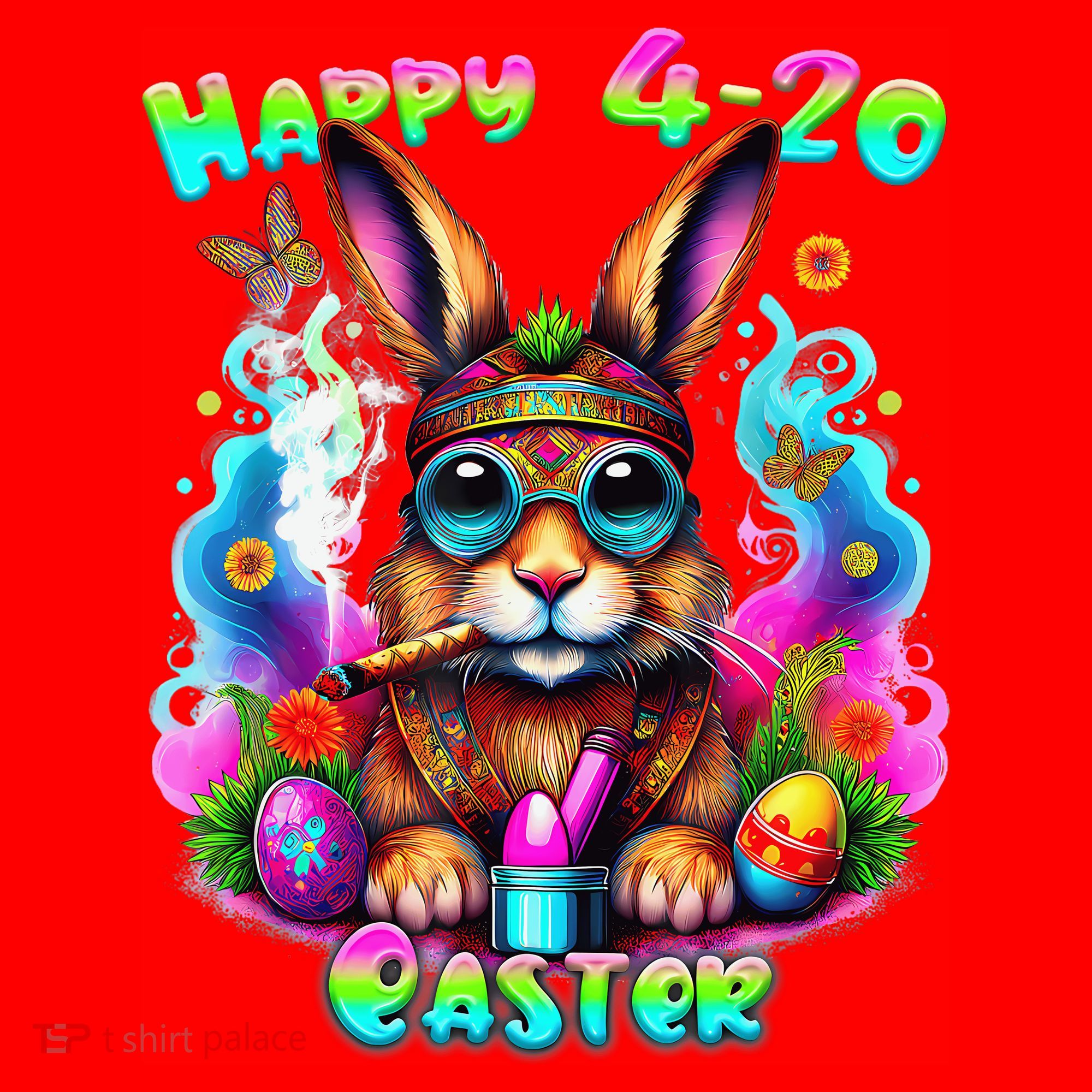 Happy 420 Easter Day Bunny Smoking Weed Marijuana Funny 420 Santa Hat