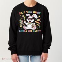 Happy 420 Easter Skip The Hunt Smoke The Blunt Bunny Smoking Women's Sweatshirt thumb 0