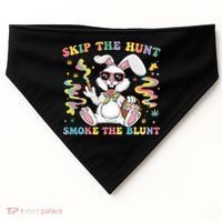 Happy 420 Easter Skip The Hunt Smoke The Blunt Bunny Smoking USA-Made Doggie Bandana thumb 0