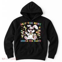 Happy 420 Easter Skip The Hunt Smoke The Blunt Bunny Smoking Hoodie thumb 0
