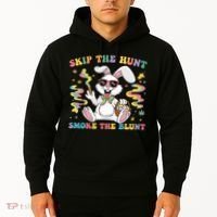 Happy 420 Easter Skip The Hunt Smoke The Blunt Bunny Smoking Hoodie thumb 2