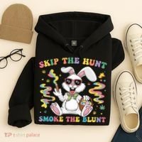 Happy 420 Easter Skip The Hunt Smoke The Blunt Bunny Smoking Hoodie thumb 4