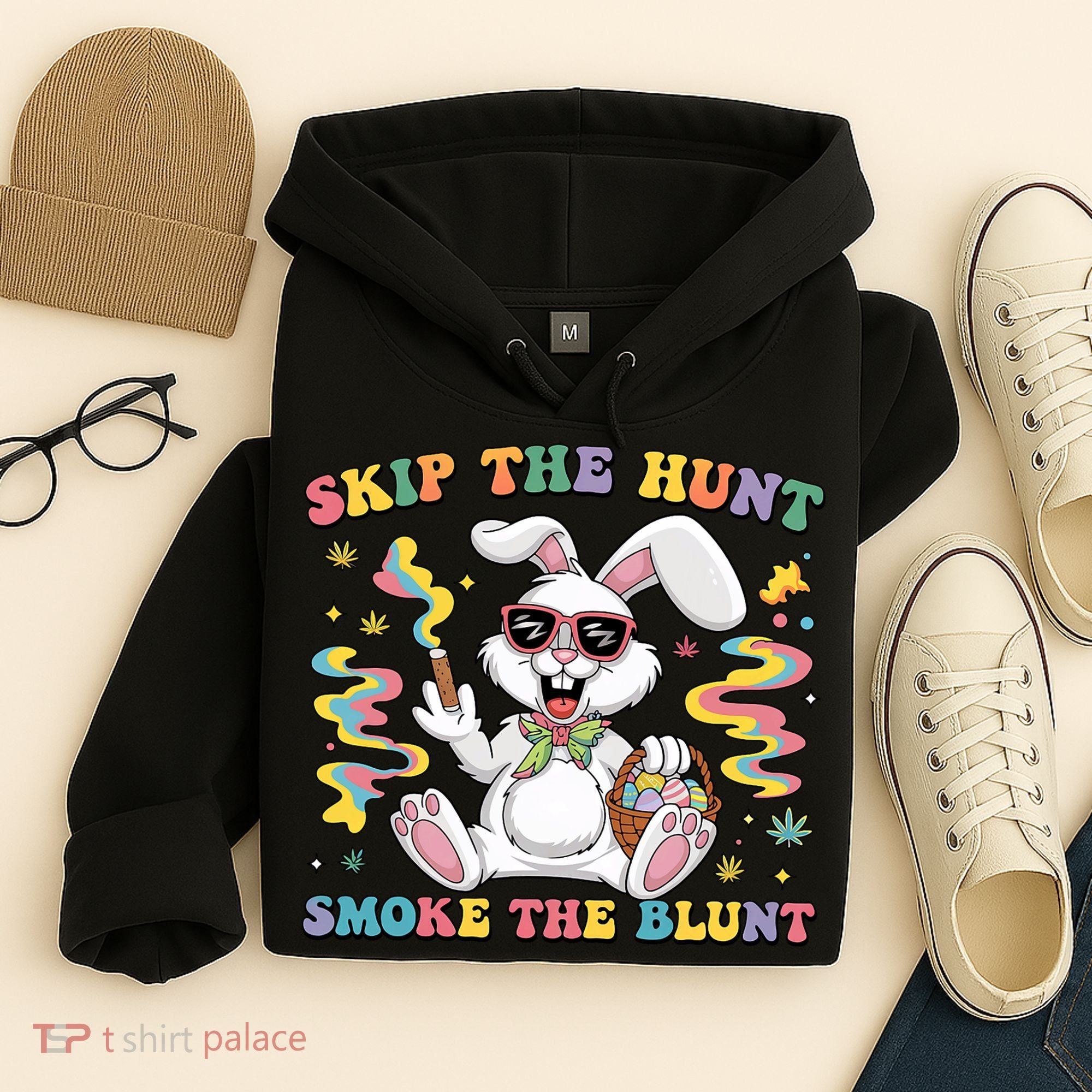 Happy 420 Easter Skip The Hunt Smoke The Blunt Bunny Smoking Hoodie