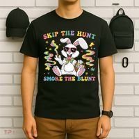 Happy 420 Easter Skip The Hunt Smoke The Blunt Bunny Smoking T-Shirt thumb 6