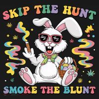 Happy 420 Easter Skip The Hunt Smoke The Blunt Bunny Smoking Button thumb 1