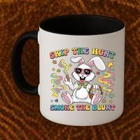 Happy 420 Easter Skip The Hunt Smoke The Blunt Bunny Smoking Coffee Mug thumb 2