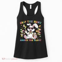 Happy 420 Easter Skip The Hunt Smoke The Blunt Bunny Smoking Women's Tank Top thumb 0