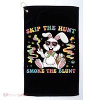 Happy 420 Easter Skip The Hunt Smoke The Blunt Bunny Smoking Golf Towel thumb 0