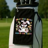 Happy 420 Easter Skip The Hunt Smoke The Blunt Bunny Smoking Golf Towel thumb 2
