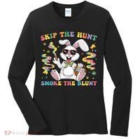 Happy 420 Easter Skip The Hunt Smoke The Blunt Bunny Smoking Women's Long Sleeve Shirt thumb 0