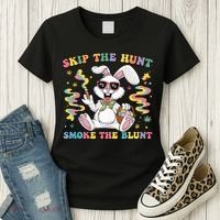 Happy 420 Easter Skip The Hunt Smoke The Blunt Bunny Smoking Women's T-Shirt thumb 3