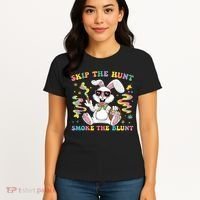 Happy 420 Easter Skip The Hunt Smoke The Blunt Bunny Smoking Women's T-Shirt thumb 4