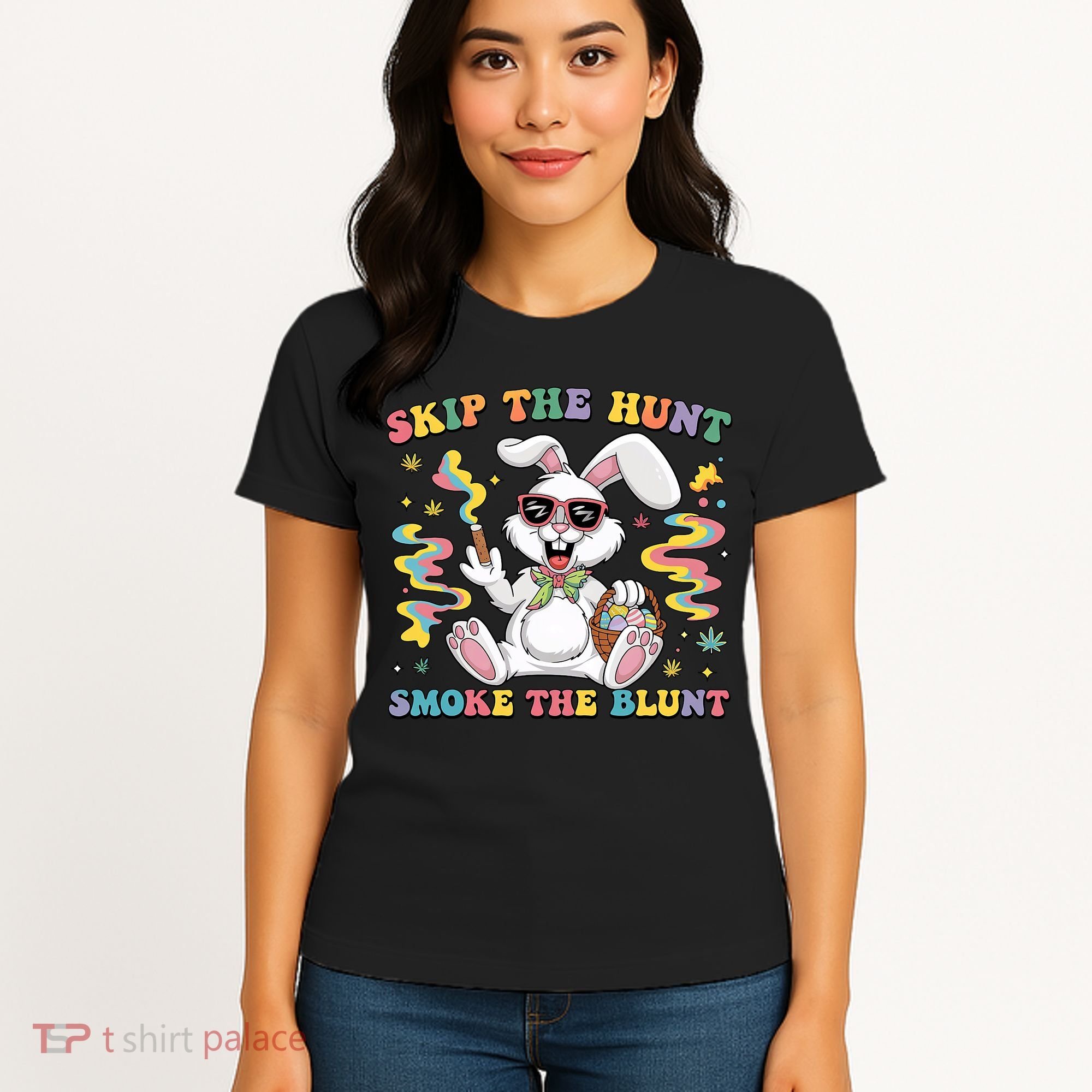 Happy 420 Easter Skip The Hunt Smoke The Blunt Bunny Smoking Women's T-Shirt