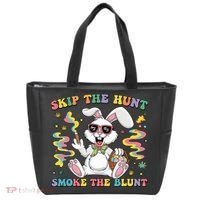 Happy 420 Easter Skip The Hunt Smoke The Blunt Bunny Smoking Tote Bag thumb 0