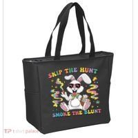 Happy 420 Easter Skip The Hunt Smoke The Blunt Bunny Smoking Tote Bag thumb 2