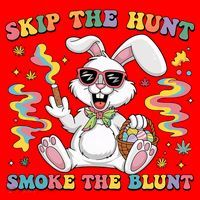 Happy 420 Easter Skip The Hunt Smoke The Blunt Bunny Smoking Santa Hat thumb 1