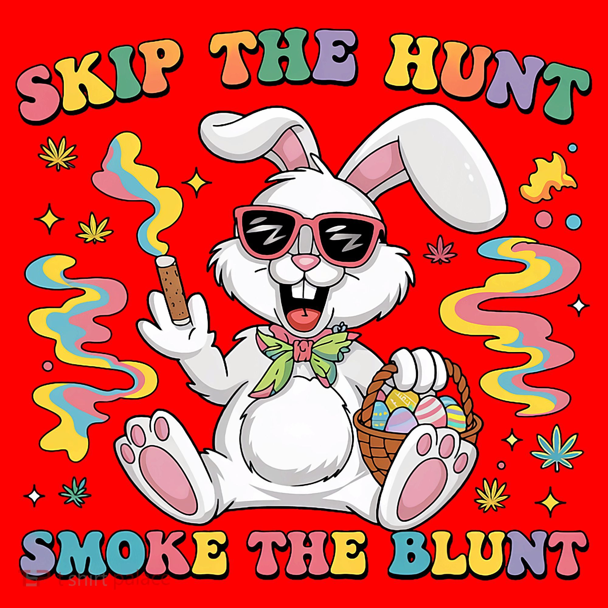 Happy 420 Easter Skip The Hunt Smoke The Blunt Bunny Smoking Santa Hat