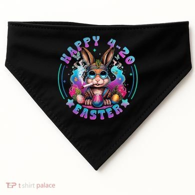 Happy 420 Easter Bunny Smoking Weed Funny  USA-Made Doggie Bandana