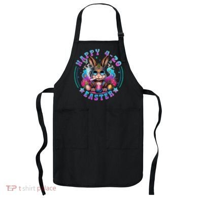Happy 420 Easter Bunny Smoking Weed Funny  Apron