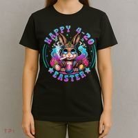 Happy 420 Easter Bunny Smoking Weed Funny  T-Shirt thumb 4