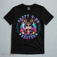 Happy 420 Easter Bunny Smoking Weed Funny  T-Shirt thumb 5