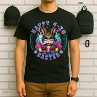 Happy 420 Easter Bunny Smoking Weed Funny  T-Shirt thumb 6