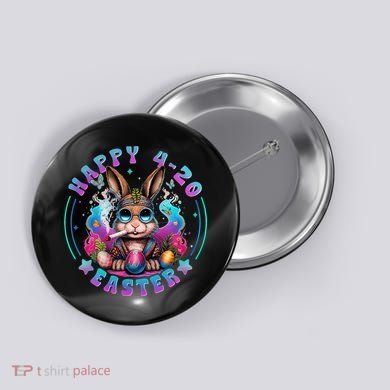 Happy 420 Easter Bunny Smoking Weed Funny  Button