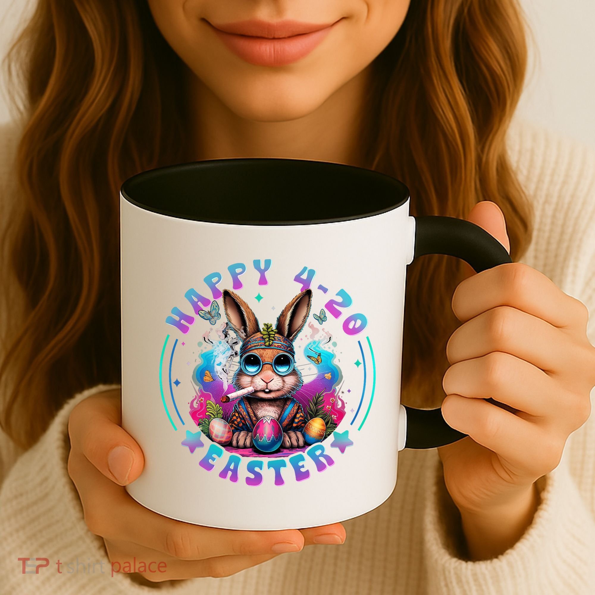 Happy 420 Easter Bunny Smoking Weed Funny  Coffee Mug