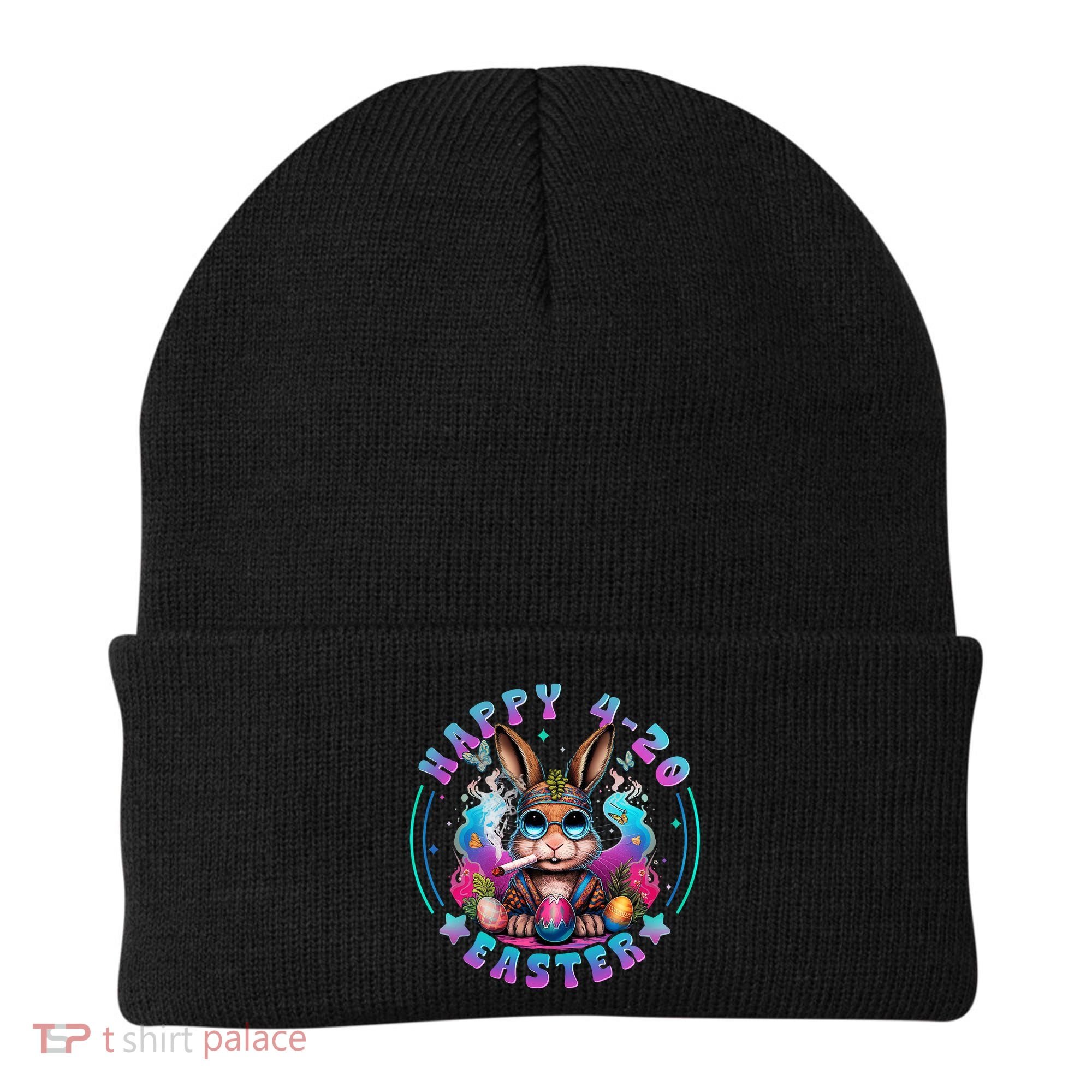 Happy 420 Easter Bunny Smoking Weed Funny  Beanie
