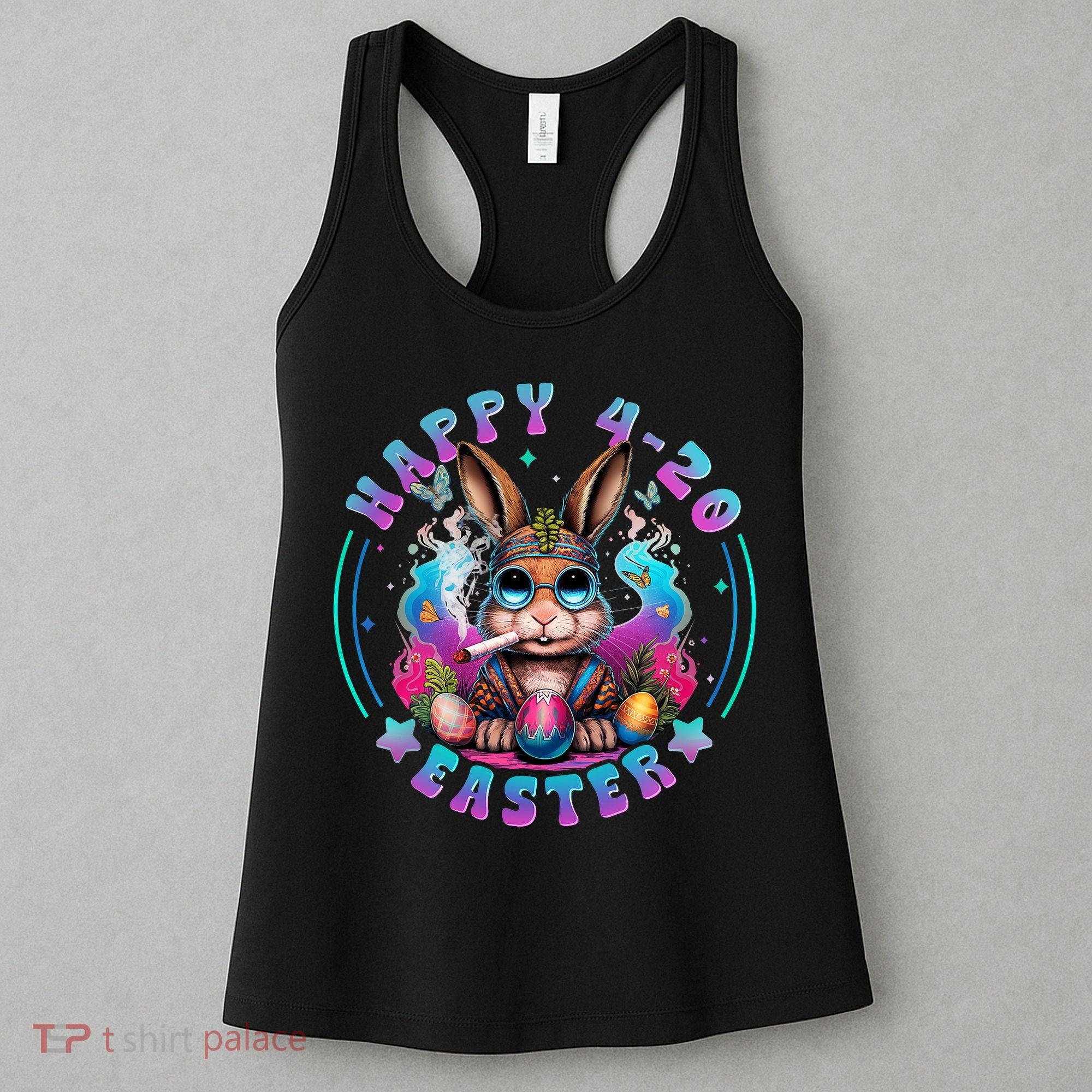 Happy 420 Easter Bunny Smoking Weed Funny  Women's Tank Top