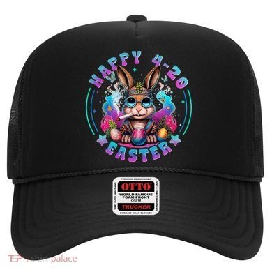Happy 420 Easter Bunny Smoking Weed Funny  Hat
