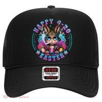 Happy 420 Easter Bunny Smoking Weed Funny  Hat thumb 0