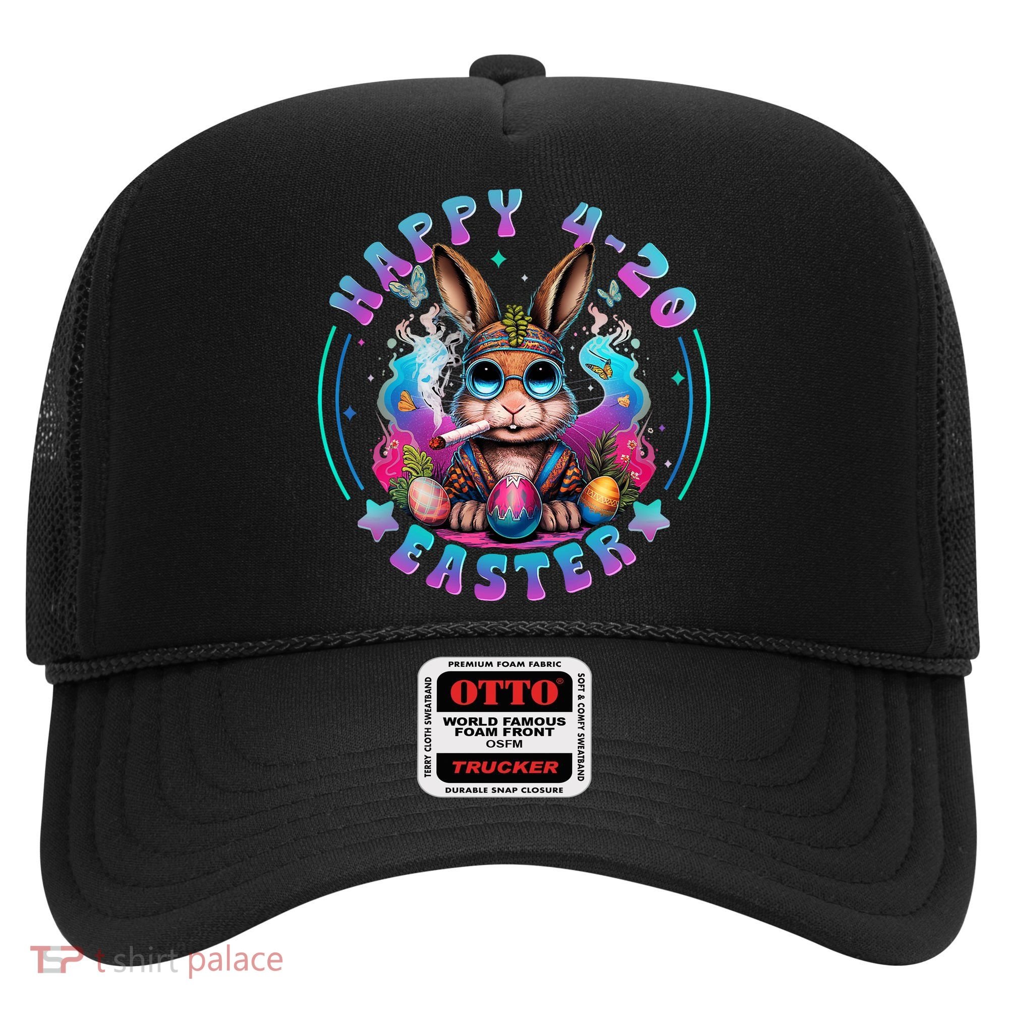Happy 420 Easter Bunny Smoking Weed Funny  Hat