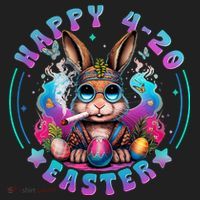 Happy 420 Easter Bunny Smoking Weed Funny  Hat thumb 2