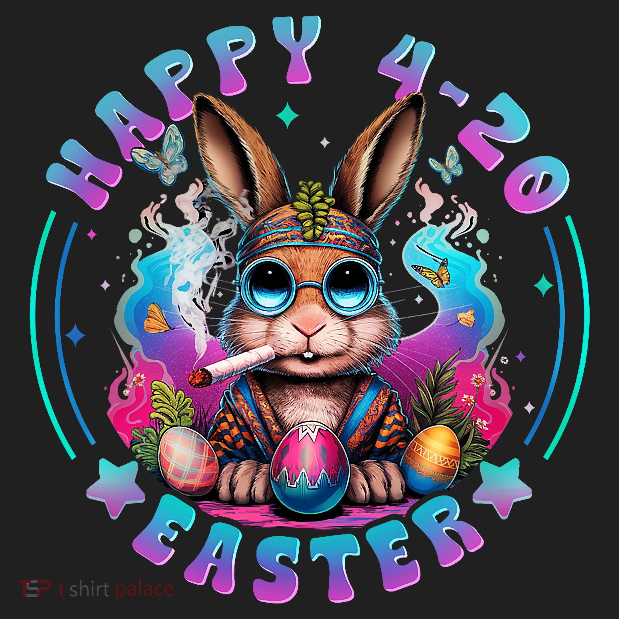 Happy 420 Easter Bunny Smoking Weed Funny  Hat