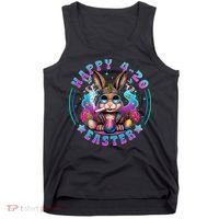 Happy 420 Easter Bunny Smoking Weed Funny  Tank Top thumb 0