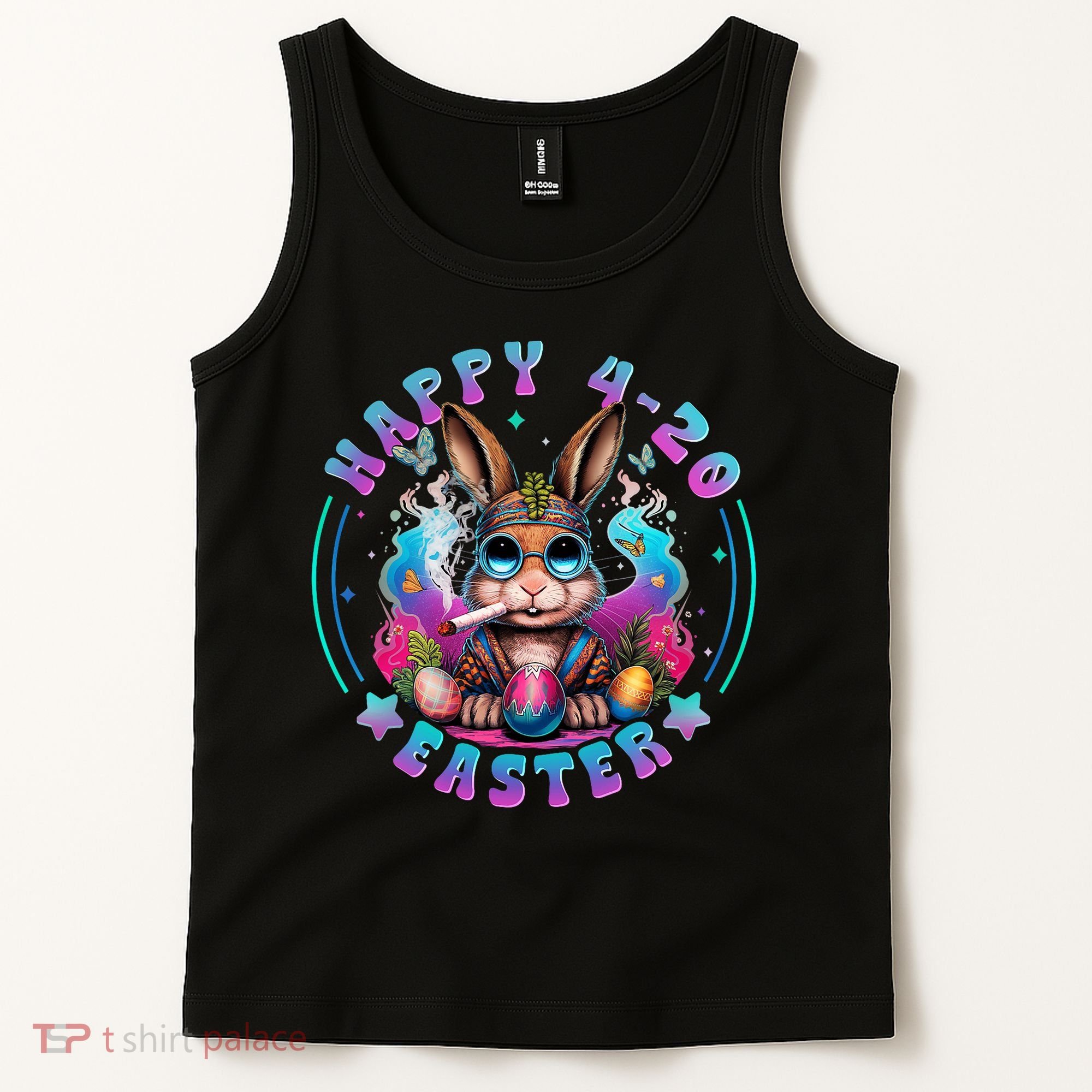Happy 420 Easter Bunny Smoking Weed Funny  Tank Top