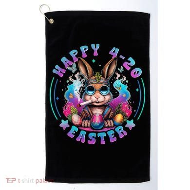 Happy 420 Easter Bunny Smoking Weed Funny  Golf Towel