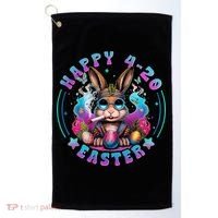 Happy 420 Easter Bunny Smoking Weed Funny  Golf Towel thumb 0