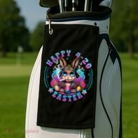Happy 420 Easter Bunny Smoking Weed Funny  Golf Towel thumb 2