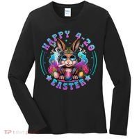 Happy 420 Easter Bunny Smoking Weed Funny  Women's Long Sleeve Shirt thumb 0