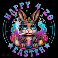 Happy 420 Easter Bunny Smoking Weed Funny  Women's Long Sleeve Shirt thumb 2