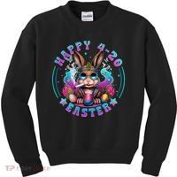 Happy 420 Easter Bunny Smoking Weed Funny  Kids Sweatshirt thumb 0