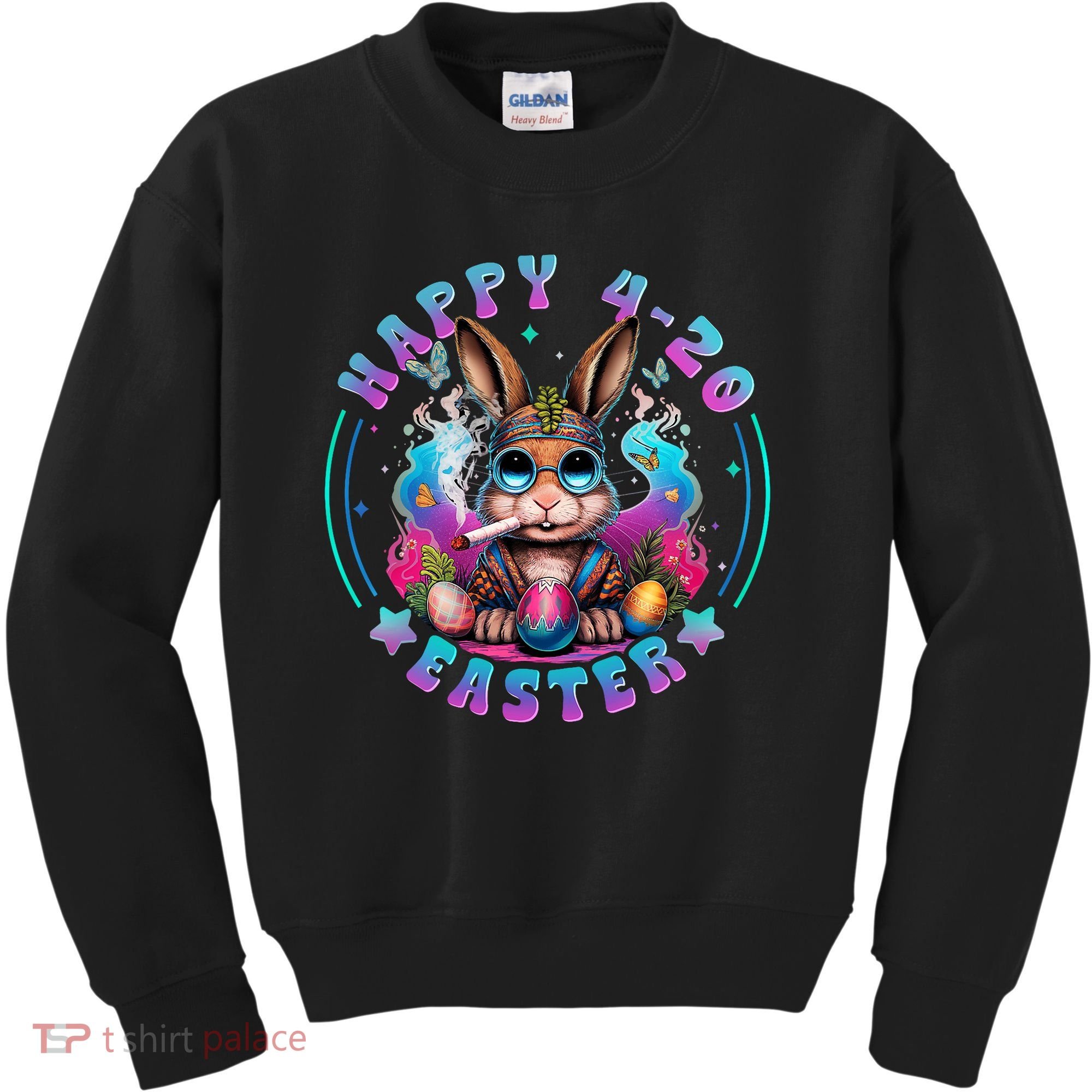 Happy 420 Easter Bunny Smoking Weed Funny  Kids Sweatshirt