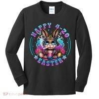 Happy 420 Easter Bunny Smoking Weed Funny  Kids Long Sleeve Shirt thumb 0