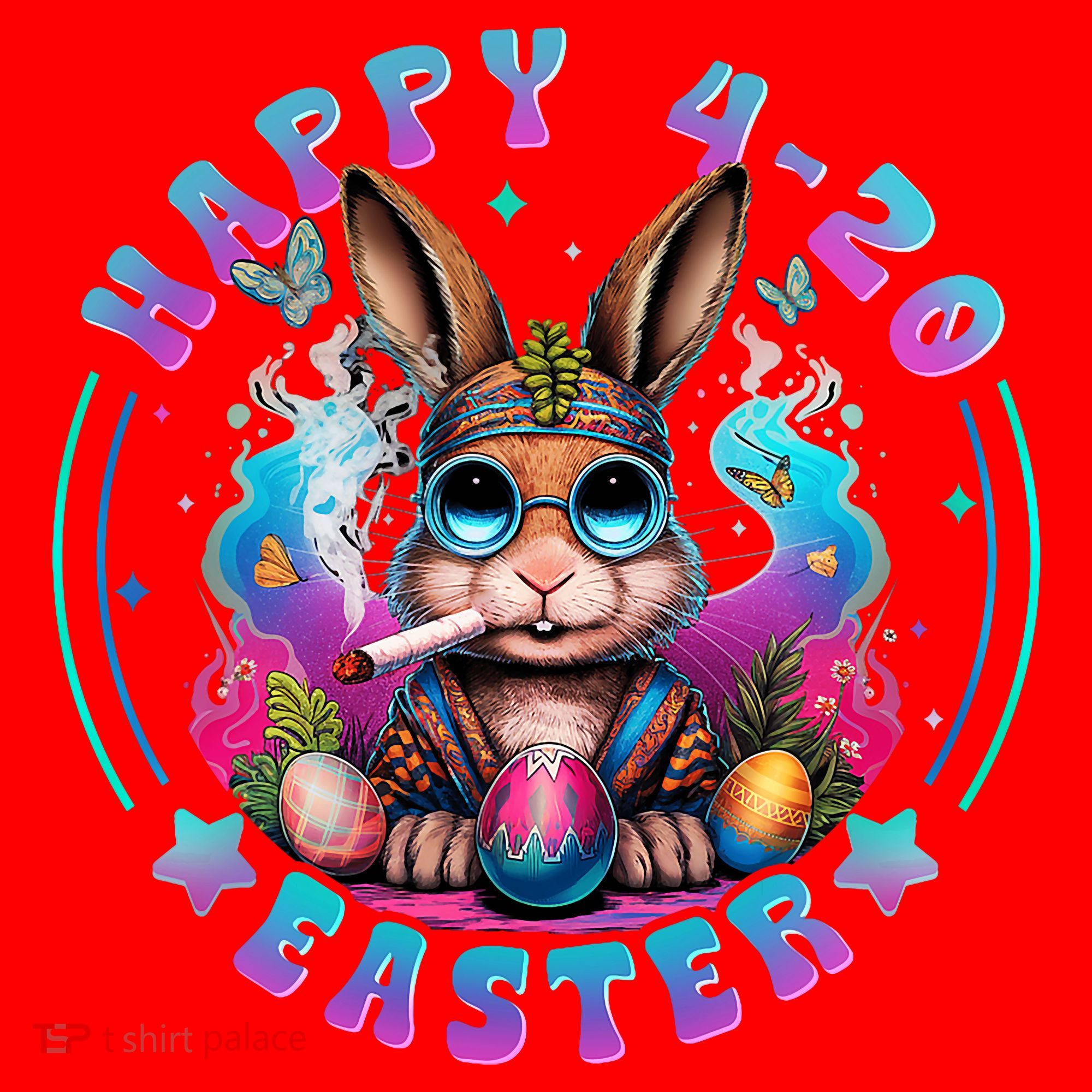 Happy 420 Easter Bunny Smoking Weed Funny  Santa Hat