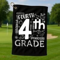 Hello 4th Grade Teacher Boy and Team Fourth Grade Girl Golf Towel thumb 1