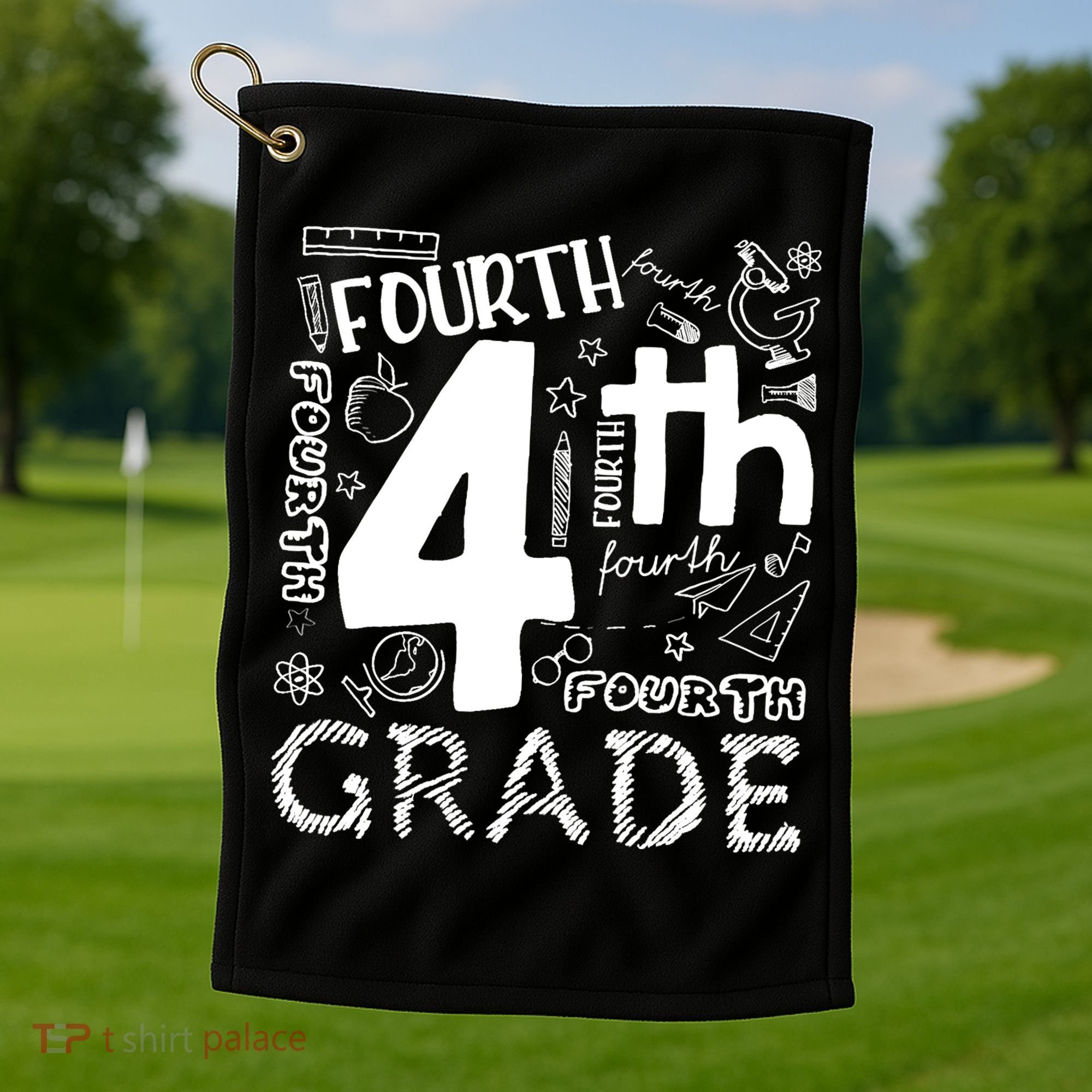 Hello 4th Grade Teacher Boy and Team Fourth Grade Girl Golf Towel