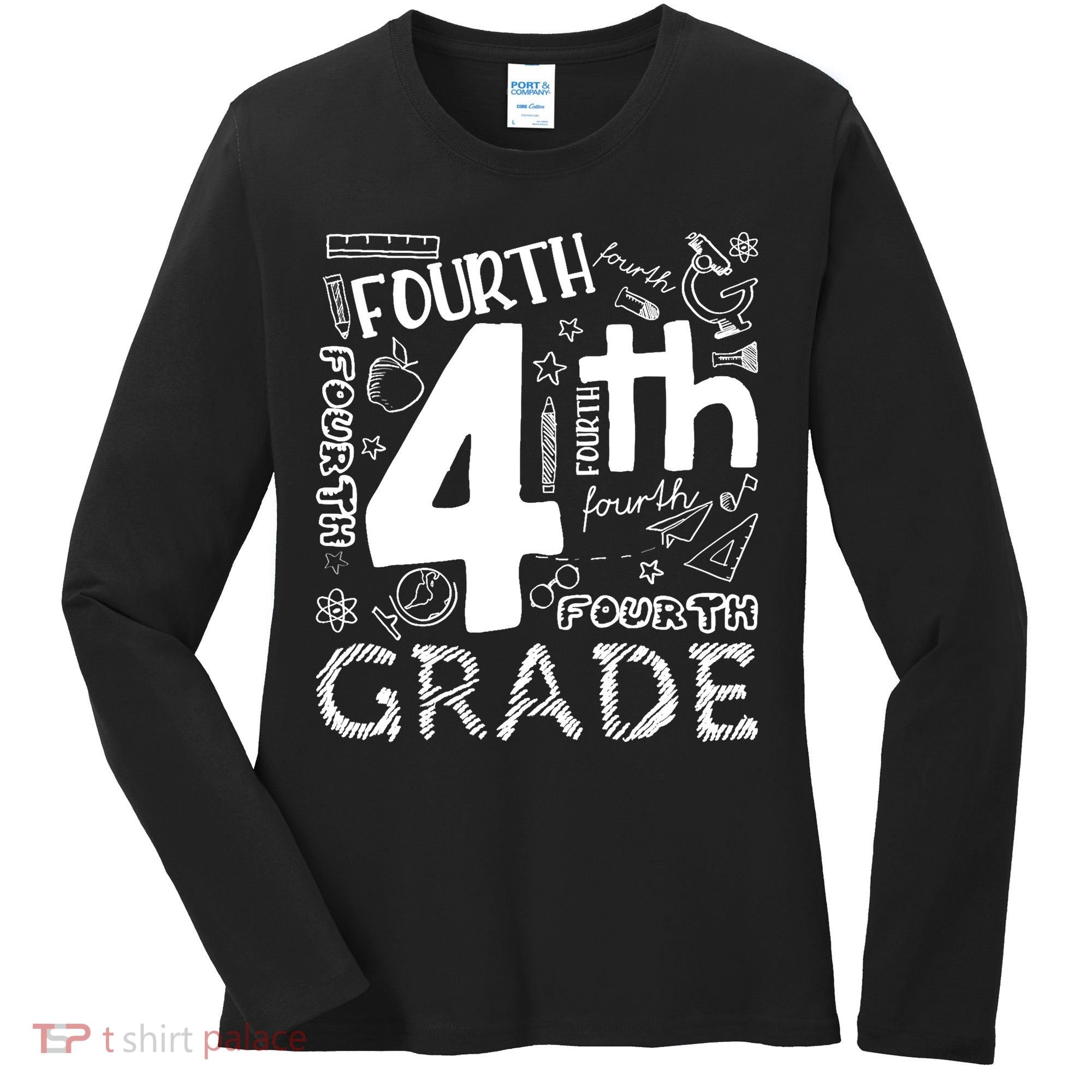 Hello 4th Grade Teacher Boy and Team Fourth Grade Girl Women's Long Sleeve Shirt