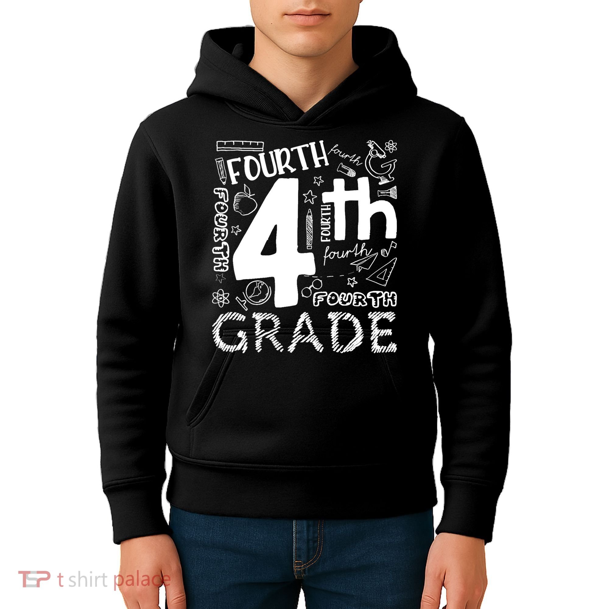 Hello 4th Grade Teacher Boy and Team Fourth Grade Girl Kids Hoodie